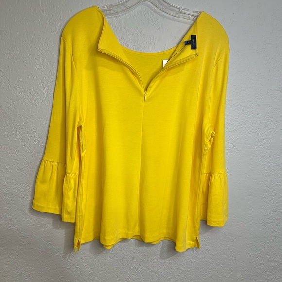 Talbots Yellow Ruffle Sleeve Top Size XL - Picture 10 of 15